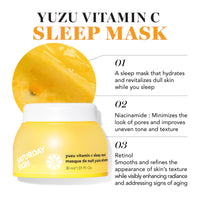 Thumbnail for Saturday Skin 3-Piece Skin Care Set Yuzu Vitamin C Sleep Mask Yuzu Vitamin C Bright Toner and Eye Cream Overnight Facial Masks Korean Beauty Best Vitamin C Skincare Set