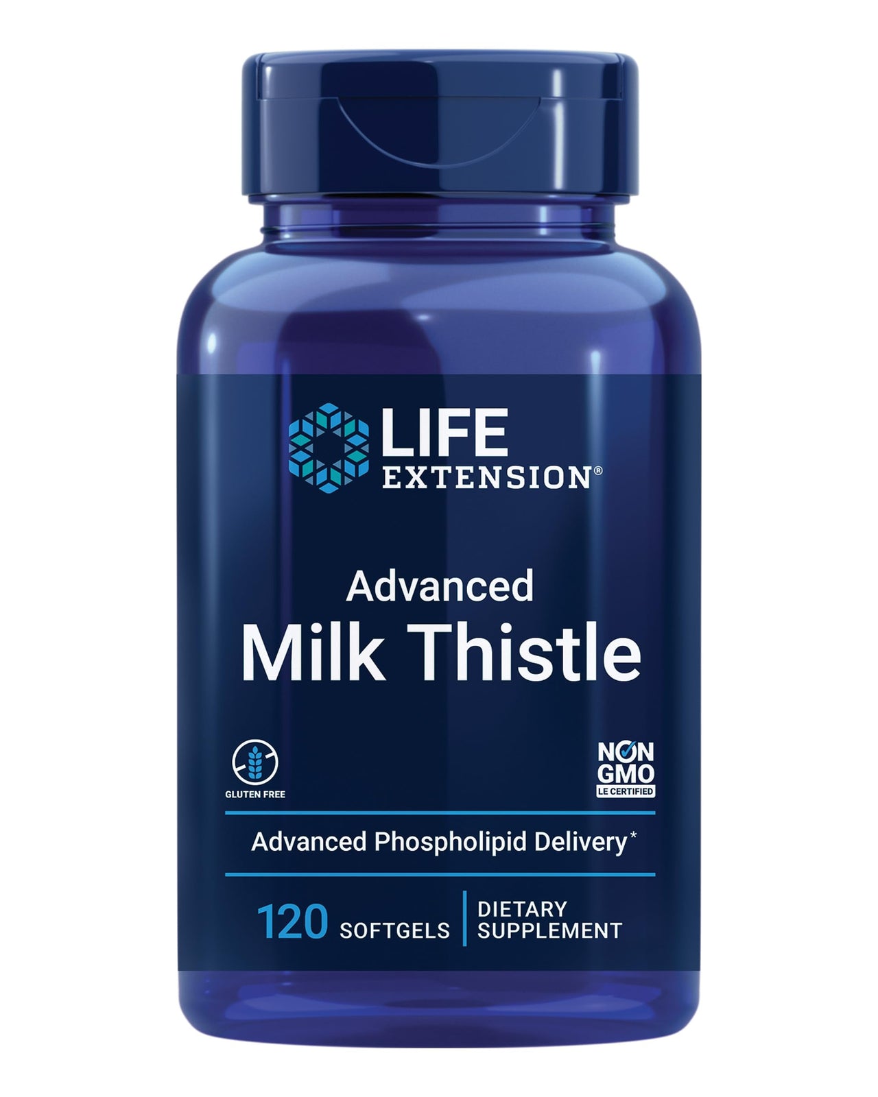 Life Extension Advanced Milk Thistle, Liver Health Supplement, Liver Detox, Cell Division, silymarin, silybin, bioavailable, Gluten Free, Non-GMO, 120 softgels