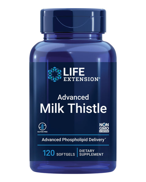 Life Extension Advanced Milk Thistle, Liver Health Supplement, Liver Detox, Cell Division, silymarin, silybin, bioavailable, Gluten Free, Non-GMO, 120 softgels