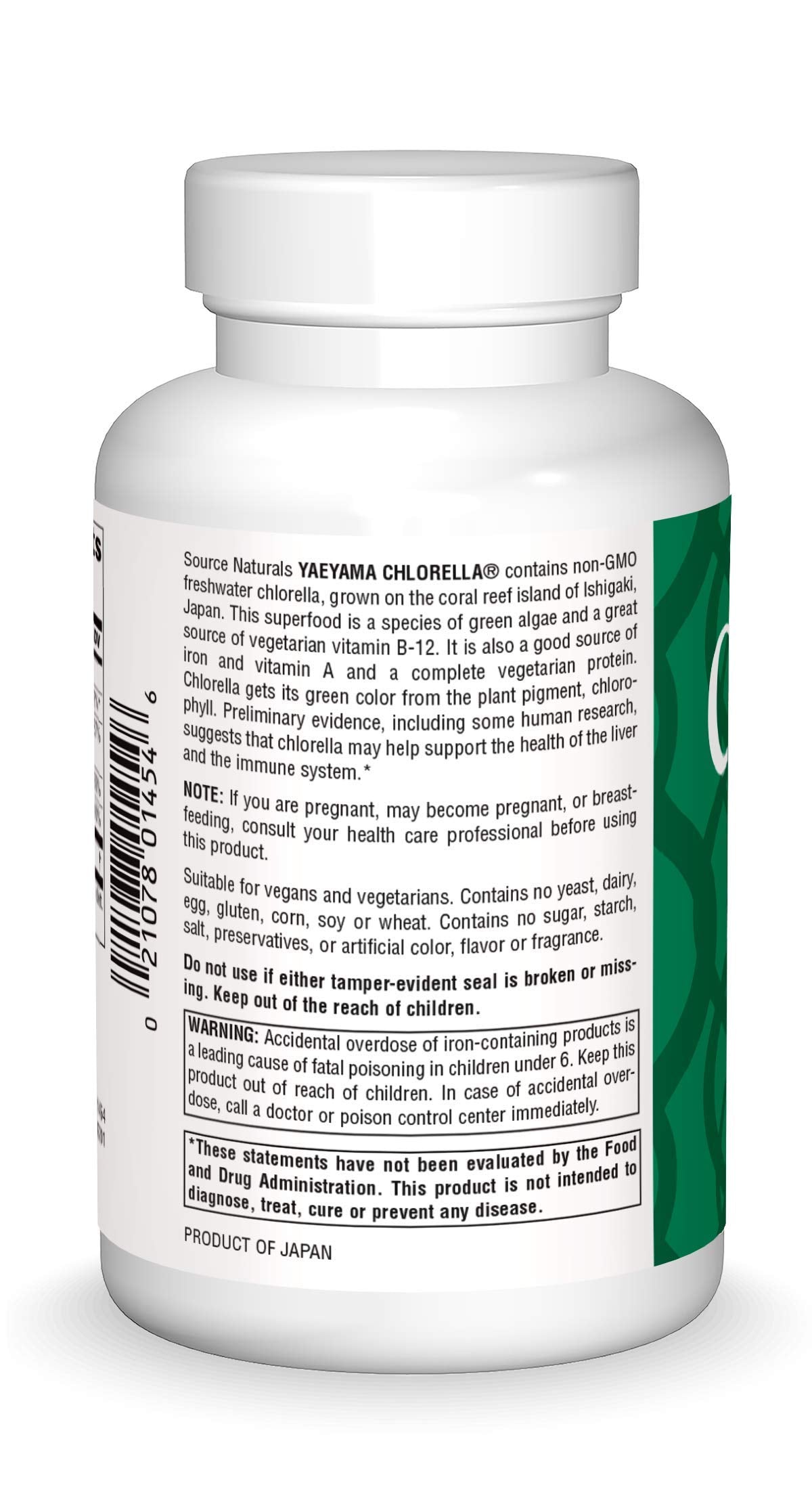 Source Naturals Yaeyama Chlorella Green Superfood, Plant-Based B12* - 200 mg, 600 Tablets