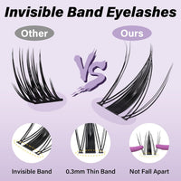 Thumbnail for B&Q Fairy Lash Clusters Kit - DIY Lash Extension Kit at Home Beginner-Friendly Manga Lashes, 144pcs 8-18mm Wispy Clusters with 0.3mm Invisible Band & Waterproof, Salon Look for Daily Work & Parties