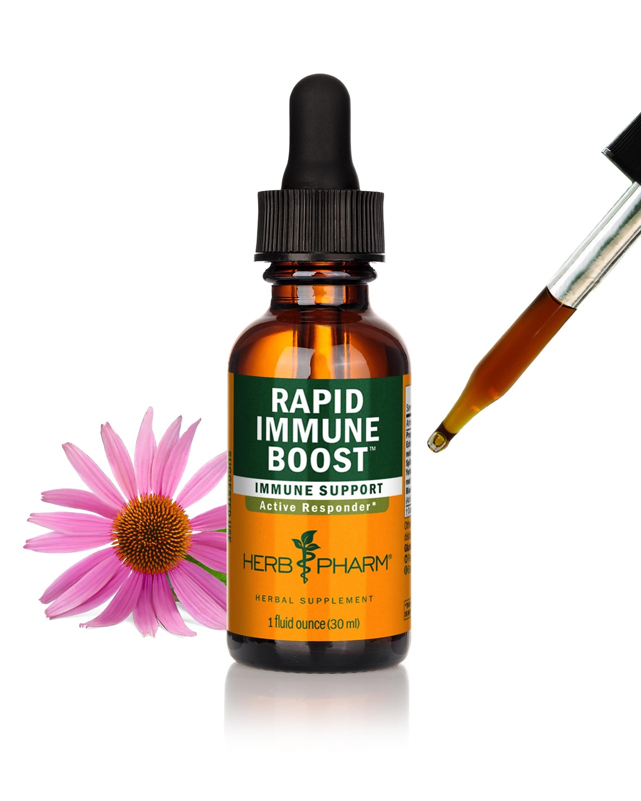 Herb Pharm Organic Rapid Immune Boost: Fast-Absorbing Tincture for Adults, Echinacea Tincture with Goldenseal, Ginger Extract & Elderberry, Immune Support Supplement & Wellness Aid, 1 Oz