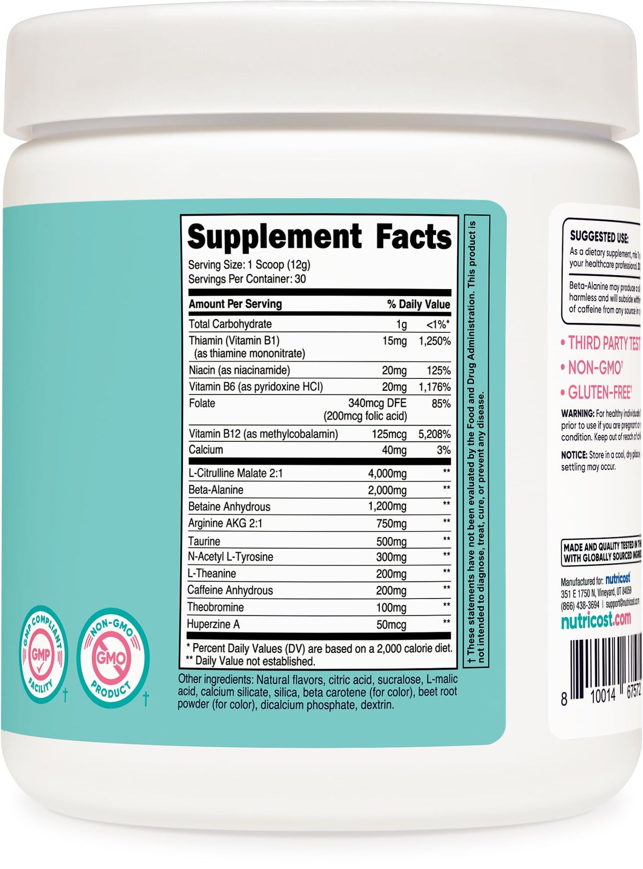 Nutricost Pre-Workout Powder for Women, Peach Mango, 30 Servings