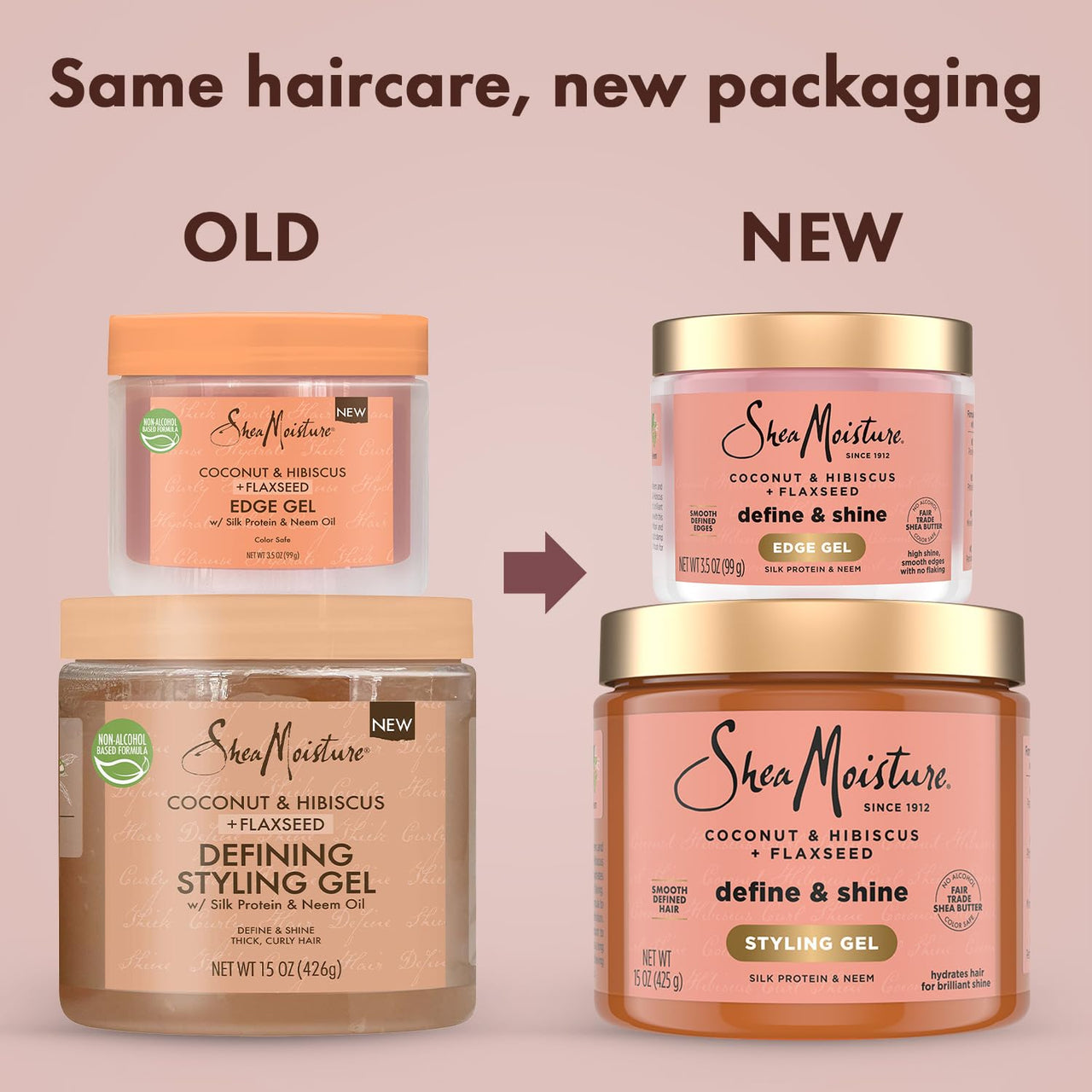 Shea Moisture Strong Hold Styling Gel + Fortifying Edge Gel – New Jamaican Black Castor Oil + Flaxseed Formulas for Chemically Processed, Heat-Styled Hair