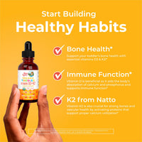 Thumbnail for MaryRuth Organics Vitamin D3 | Vitamin K2 | Vitamin D3 K2 Drops | K2 D3 Vitamin Liquid Supplement for Toddlers | Kids Supplement for Calcium Absorption Strong Bones | Vegan | Gluten Free | 1 Fl Oz