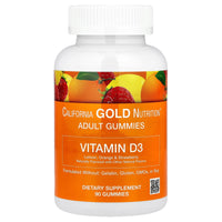 Thumbnail for California Gold Nutrition Vitamin D3 Gummies, Lemon, Orange, & Strawberry, 90 Gummies (25 mcg (1,000 IU per Gummy))