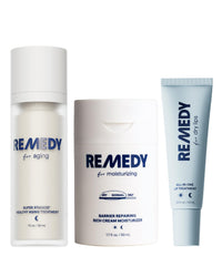 Thumbnail for Remedy The Anti-Aging Trio | Complete 3-Piece System | Healthy Aging Treatment, Rich Moisture Cream & Lip Balm | Retinol, Ceramides, Peptides, Niacinamide | Created by Dermatologist Dr. Shah | Vegan