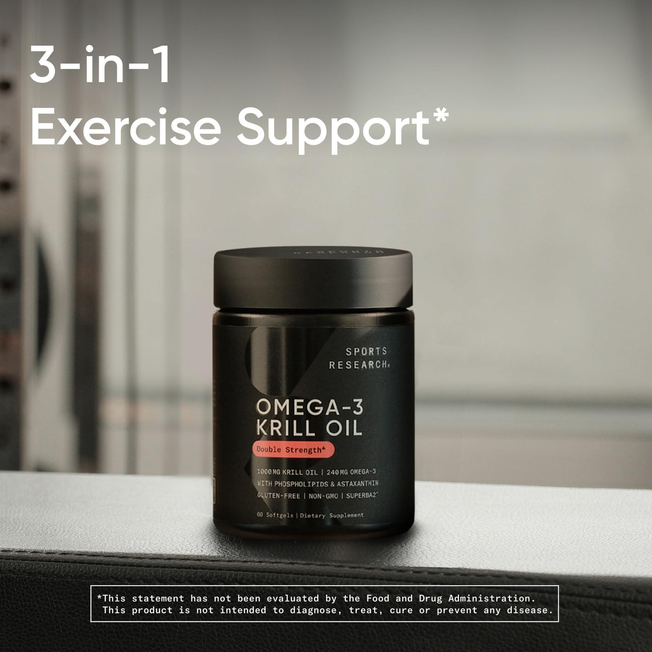Sports Research® Omega-3 Krill Oil 1000mg (Double Strength) - Pure Antarctic Superba Krill w/Choline, Phospholipids & Astaxanthin - MSC Certified Sustainable · Non-GMO · Gluten Free - 30 Softgels
