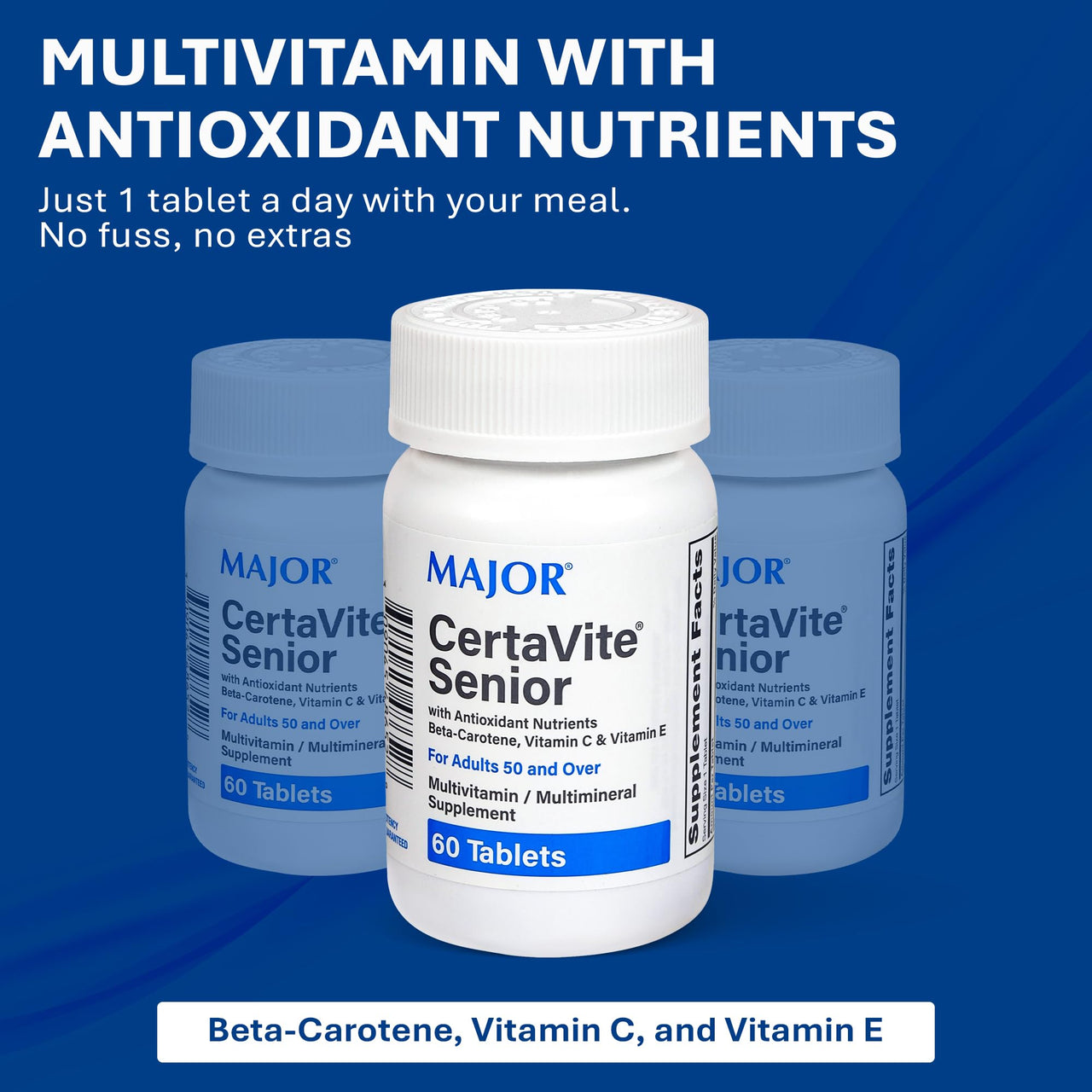 MAJOR CertaVite Senior Multivitamin with Antioxidants – Multivitamin for Women and Men with Beta-Carotene, Iron, Vitamin C & E – Supports Immunity, Energy & Vision – 60 Tablets