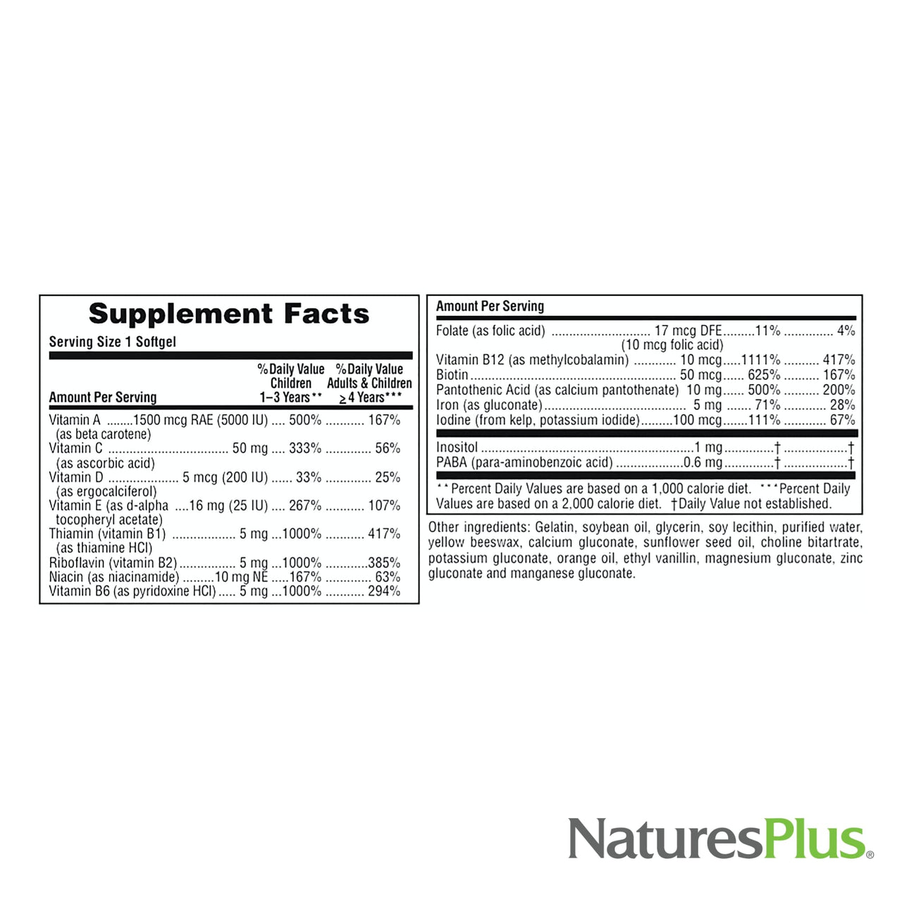 NaturesPlus Children’s Vita-Gels Multivitamin, Natural Orange Flavor - 90 Softgels - Gluten Free - 90 Servings