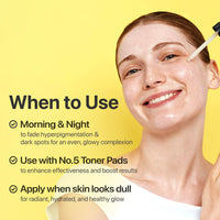 Thumbnail for numbuzin No.5 Vitamin Concentrated Serum, Dark Spot Care, Glutathione & Vitamin Serum, Korean Skincare, Tranexamic Acid 4%, Niacinamide 5%, for a Radiant-Looking Glow 1.01 fl oz