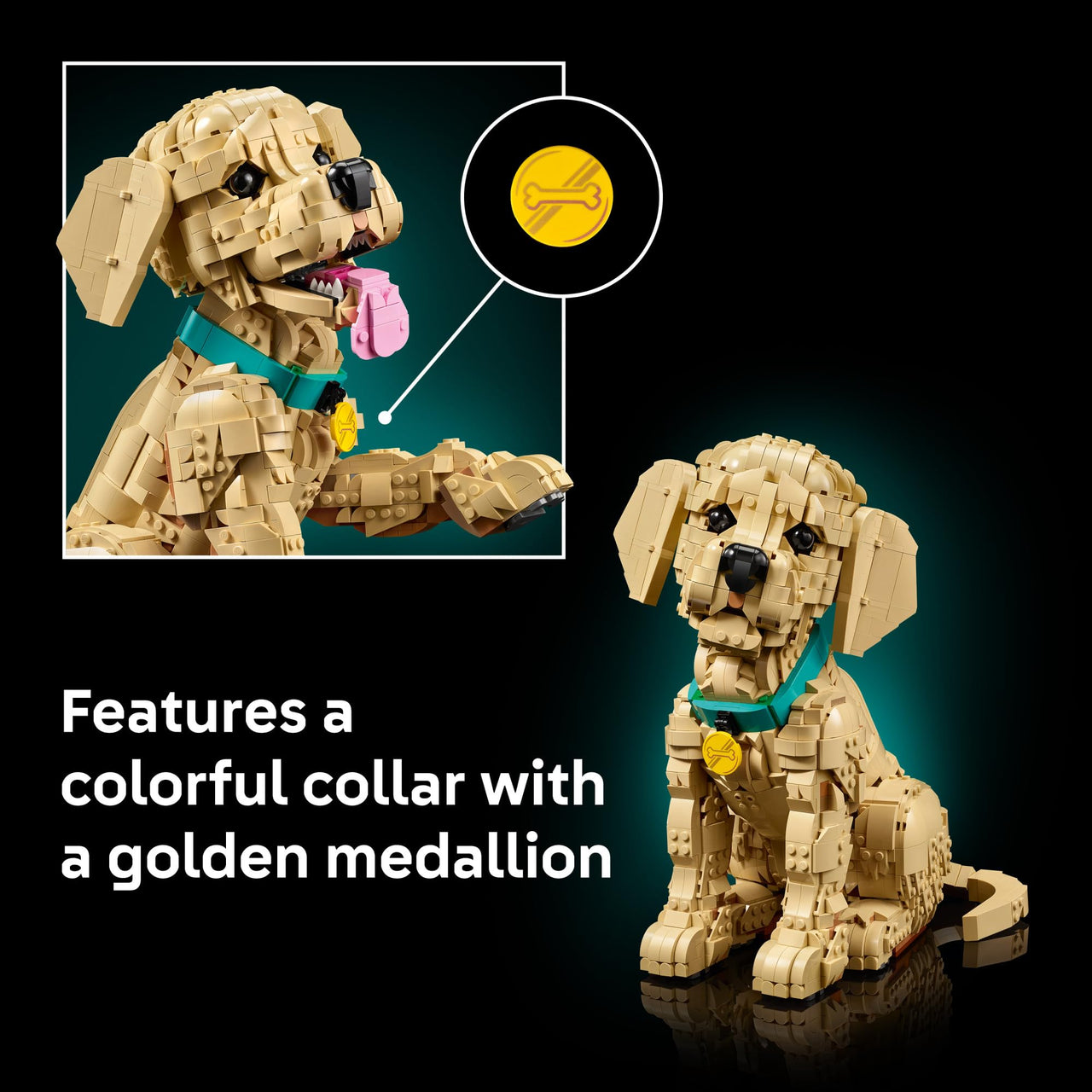 LEGO Icons Golden Retriever Puppy Building Set for Adults, Ages 18+ - Gift for Birthdays - Decor for Home, Bedroom, or Book Shelf - Posable Dog Figure - 11384
