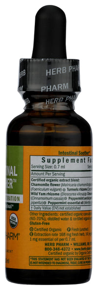Thumbnail for Herb Pharm Certified Organic Intestinal Soother Liquid Herbal Formula with Turmeric Extract - 1 Ounce (FIS01)
