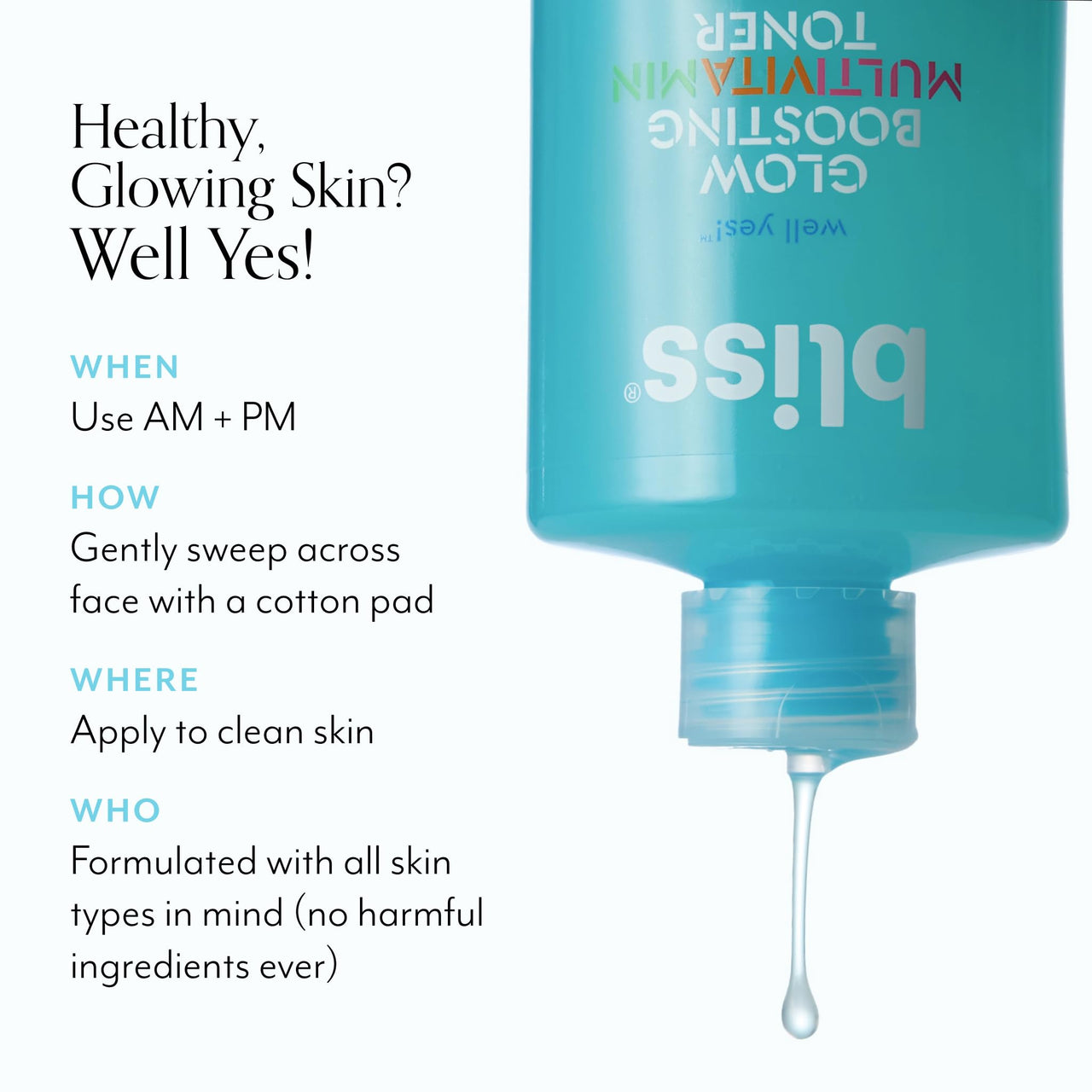 Bliss Well Yes Hydrating Toner with Vitamin B3, B5, B6, C & E - Brightens, Soothes, and Balances Skin - Alcohol-Free, Ideal for Sensitive & Oily Skin