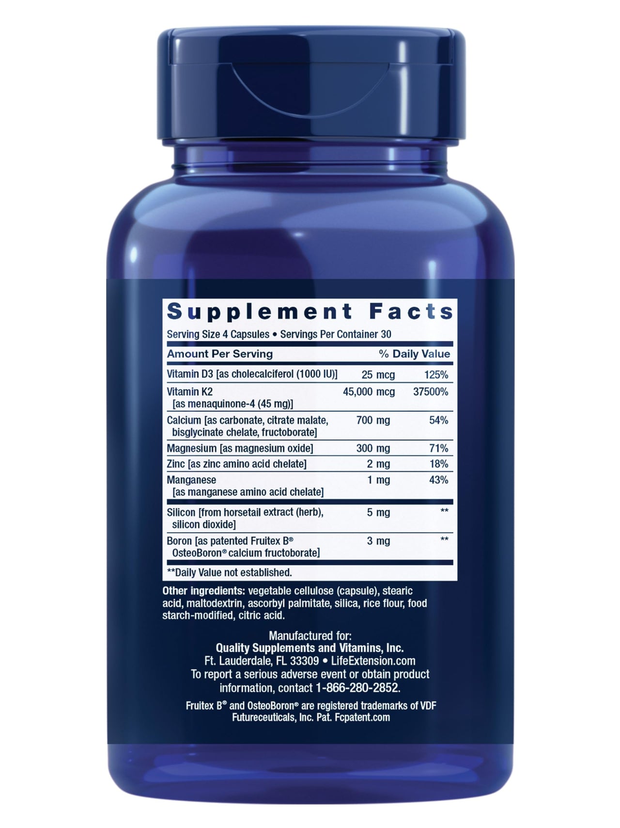 Life Extension Bone Restore Elite Calcium Supplement with Super Potent K2, Calcium, Vitamin D3, Magnesium, Boron, zinc, Vitamin K2, for Bone Health, Gluten-Free, Non-GMO, 120 Capsules