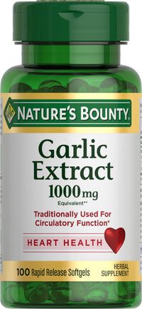 Thumbnail for Nature’s Bounty Garlic Extract, Herbal Supplement, Supports Circulatory Function, 1000mg, 100 Rapid Release Softgels
