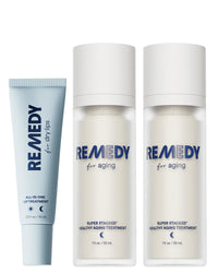 Thumbnail for Dr. Shah's Dermatologist Bundle: 2x Remedy for Healthy Aging | Retinaldehyde, Argireline, Matrixyl 3000 & Glycolic Acid for Wrinkles + 1x Remedy for Dry Lips | Ceramides & Peptides for Cracked Lips