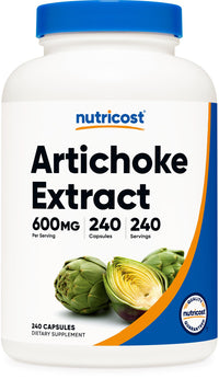 Thumbnail for Nutricost Artichoke Extract 600mg, 240 Vegetarian Capsules - Gluten Free, Non-GMO