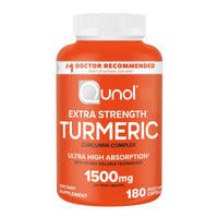Thumbnail for Qunol Turmeric Curcumin Supplement, Turmeric 1500mg With Ultra High Absorption, Joint Support Supplement, Extra Strength Turmeric Capsules, 2 Month Supply, 180 Count (Pack of 1)