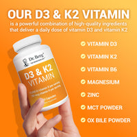 Thumbnail for Dr. Berg Vitamin D3 K2 w/MCT Powder - Includes 10,000 IU of Vitamin D3, 100 mcg MK7 Vitamin K2, Purified Bile Salts, Zinc & Magnesium for Ultimate Absorption - K2 D3 Vitamin Supplement - 120 Capsule