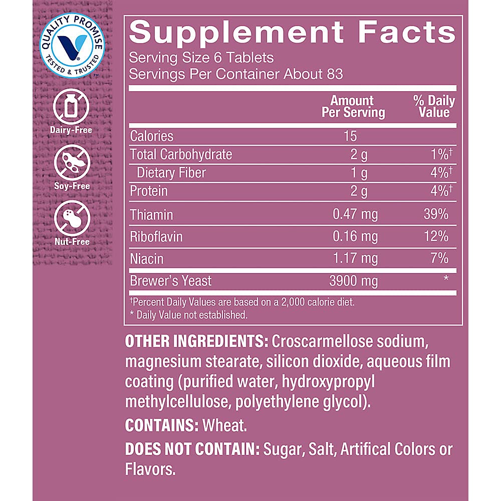 The Vitamin Shoppe Brewer's Yeast 3,900MG, Superfood, Source of B Vitamins, Naturally Occurring Trace Minerals (500 Tablets)