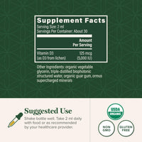 Thumbnail for Global Healing Organic Vitamin D3 5000 IU Supplement - Vegan Vitamin D Supplements for Immune Health & Strong Bones Support - Pure D3 Vitamin 5000 IU Ingredients, Vit D3 - 2 Fl Oz