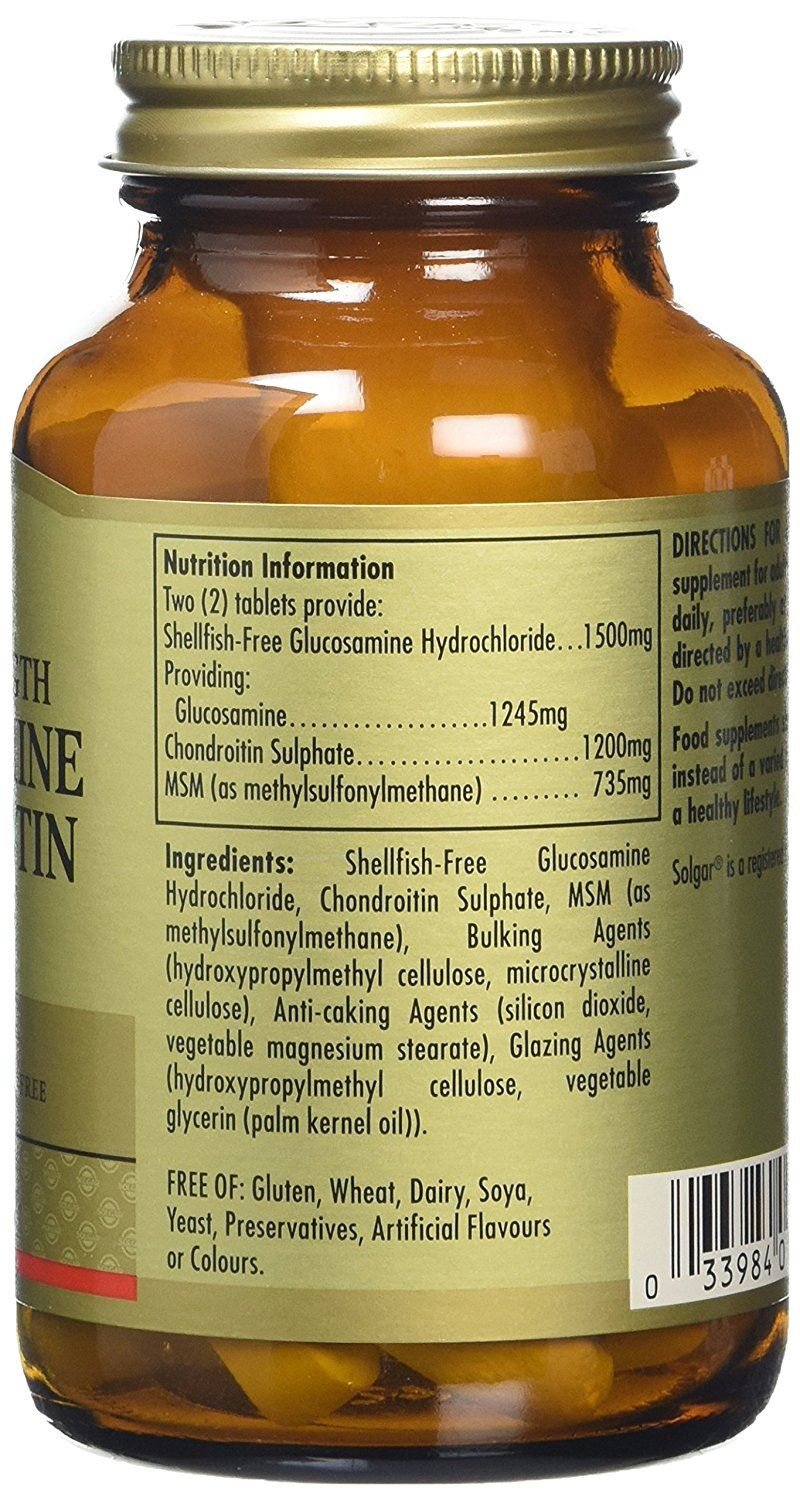 Solgar Triple Strength Glucosamine Chondroitin MSM, 60 Tablets - Promotes Healthy Joints, Supports Comfortable Movement - Shellfish Free - Gluten Free, Dairy Free - 30 Servings