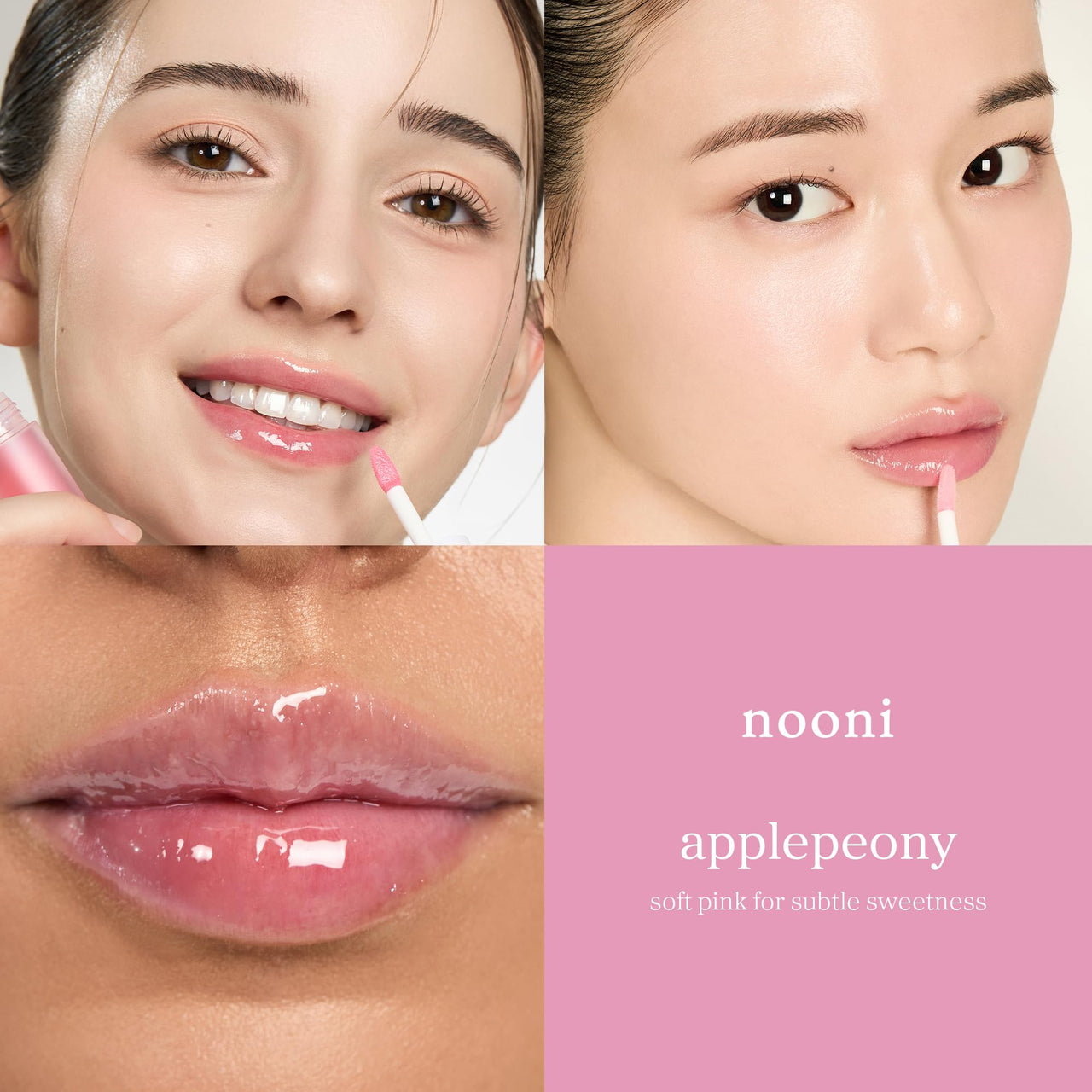 NOONI Korean Lip Oil - Applepeony | Long-Lasting, Moisturizing, Plumping, Revitalizing for Dry Lips, Waterproof, No Peel Off, Hydrating, Stocking Stuffers, Cute Stuff, 0.12 FL Oz