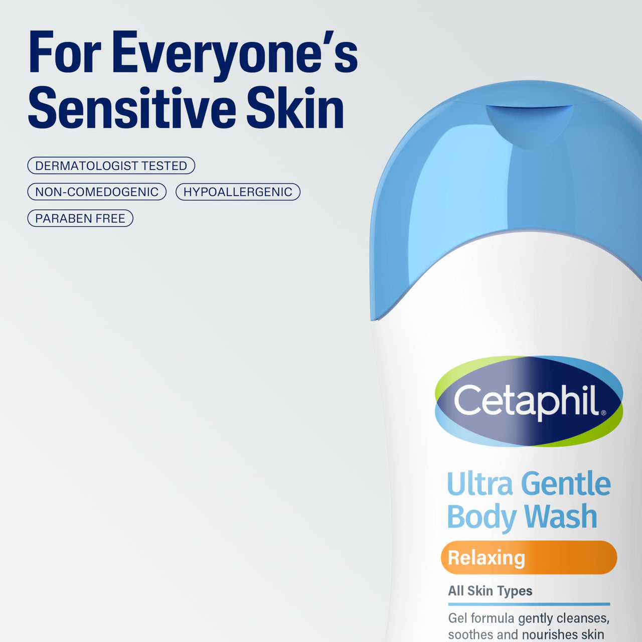 Cetaphil Ultra Gentle Relaxing Body Wash, For Dry to Normal, Sensitive Skin, 16.9oz, with Aloe Vera, Calendula, Vitamin B5, Hypoallergenic, Dermatologist Tested