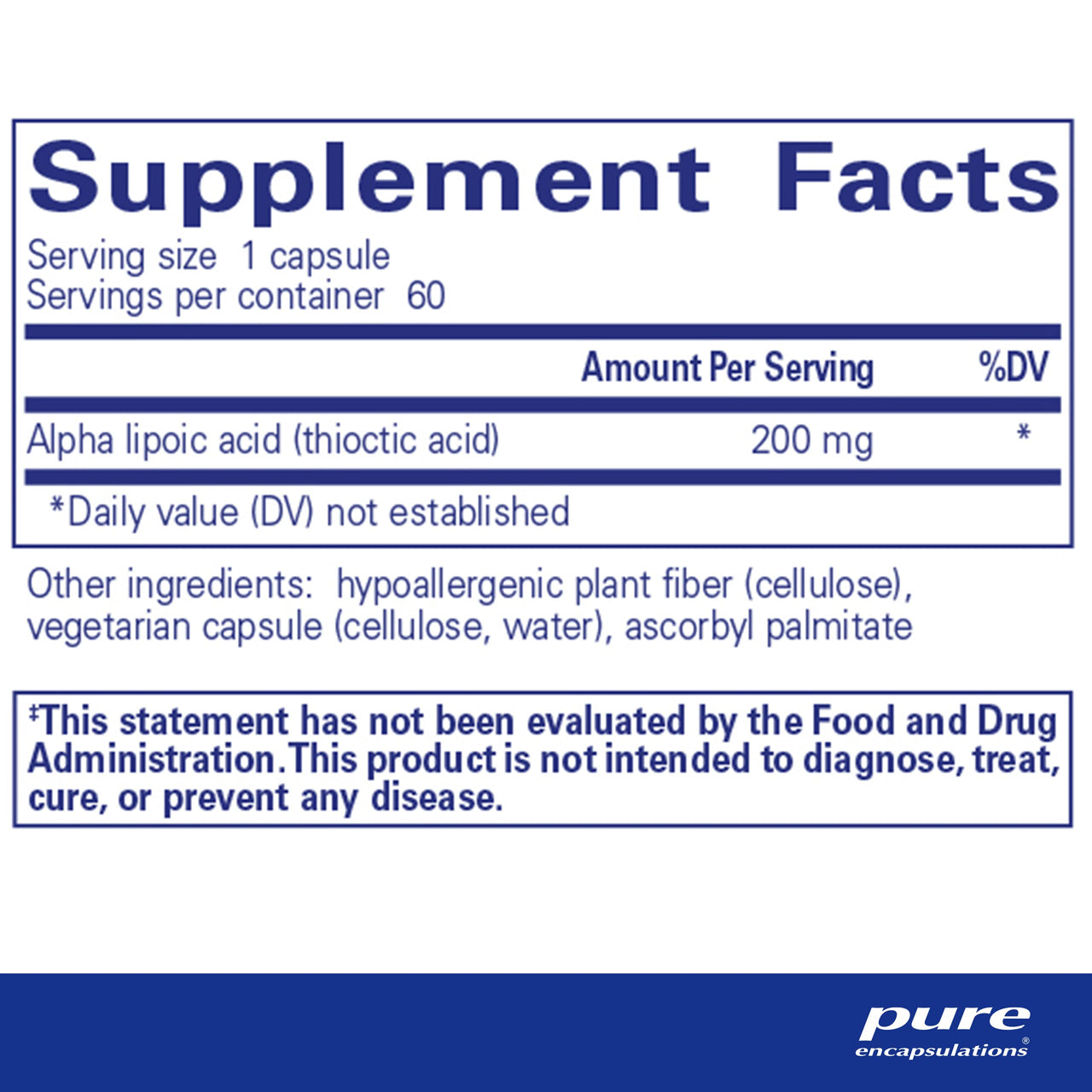 Pure Encapsulations Alpha Lipoic Acid 200 mg - 200mg ALA - Liver & Antioxidant Support* - for Nerve Health & Carb Metabolism - Vegan & Non-GMO Supplement - 60 Capsules