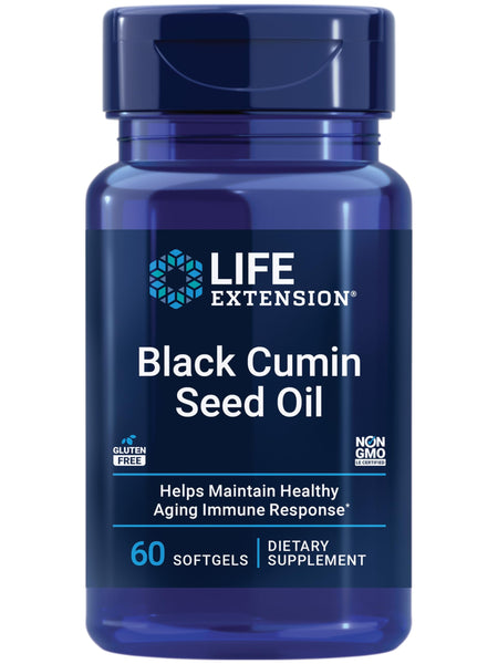 Life Extension Black Cumin Seed Oil, Black Cumin, Immune Health Support, Whole-Body Health, Healthy Aging, Gluten Free, Non-GMO, 60 softgels
