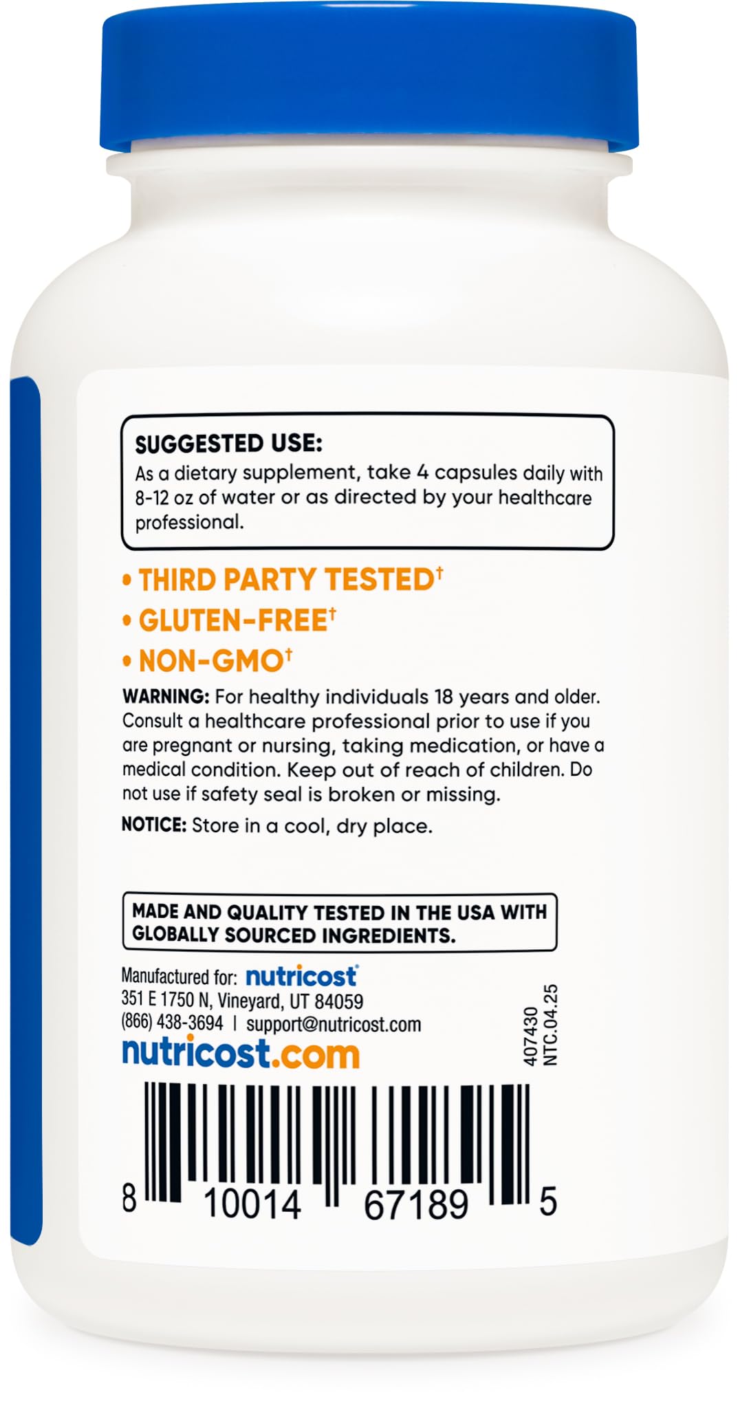 Nutricost Magnesium Citrate 420mg, 120 Veggie Capsules - 30 Servings, Gluten Free, Non-GMO Supplement