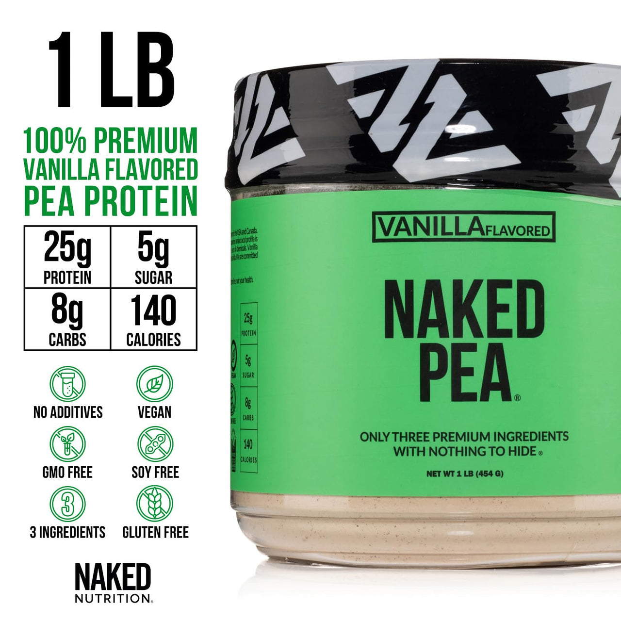 NAKED Vanilla Whey + Vanilla Pea Protein Bundle – Grass-Fed Whey (1LB, 12 Servings) & Vegan Pea Protein Isolate (1LB) - Muscle Growth, Recovery & Wellness