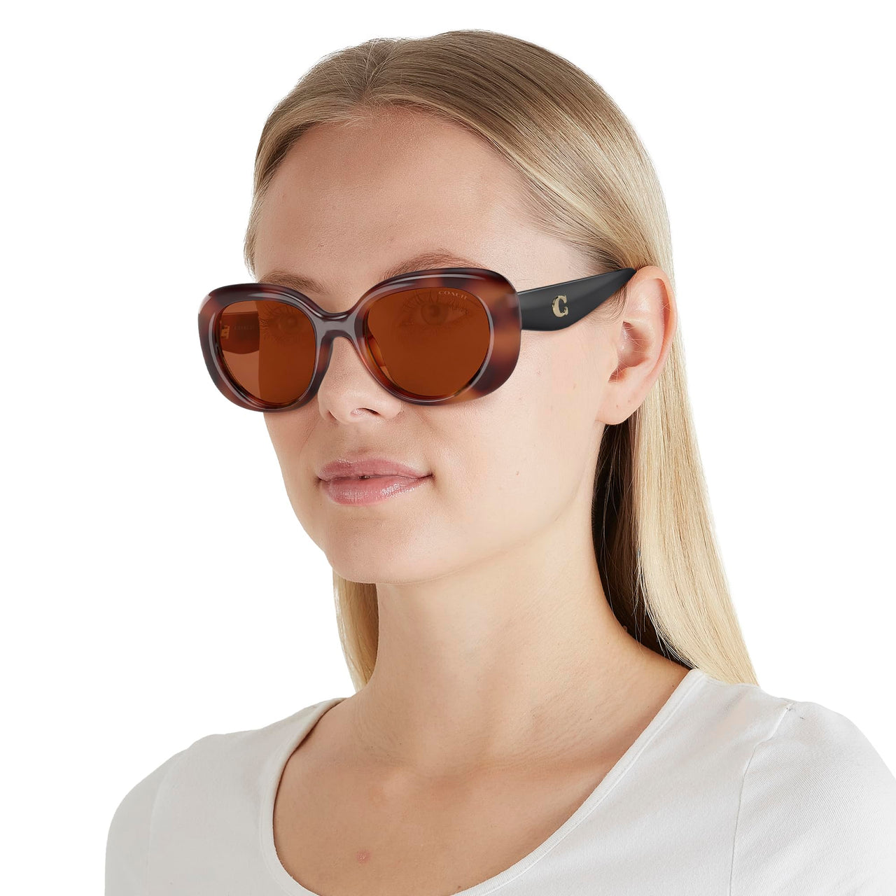 COACH Sunglasses HC 8391 U 577473 Caramel Tortoise/Brown Solid Polyamide Stand