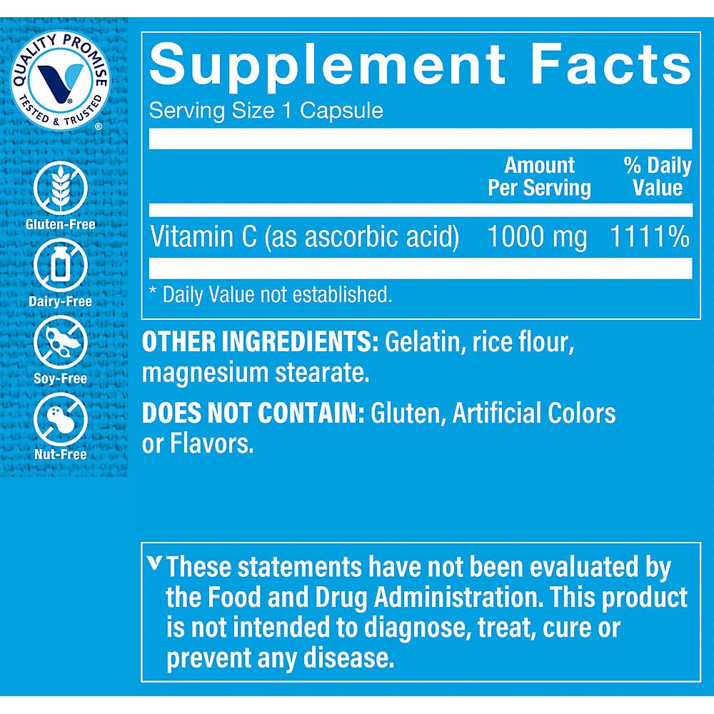 The Vitamin Shoppe Vitamin C 1,000MG, Antioxidant That Supports Immune and Cardiovascular Health (300 Capsules)