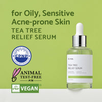 Thumbnail for IUNIK Tea Tree Relief Vegan Serum for Acne-Prone Skin - Non-Sticky & Lightweight Facial Ampoule with Centella Asiatica for Soothing, Calming, and Balancing - Korean Skincare 1.7 Fl Oz