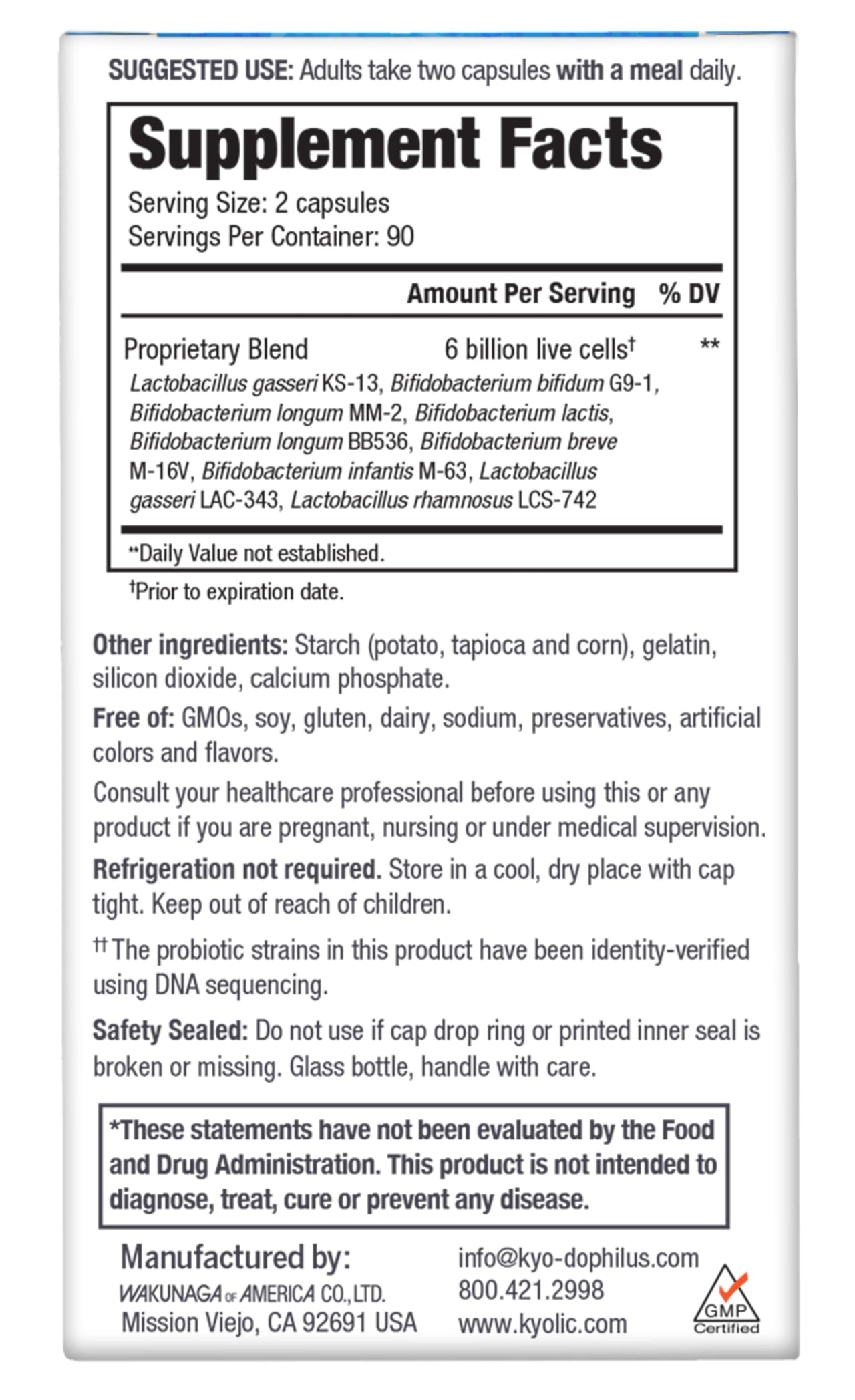 Kyolic Kyo-Dophilus Multi 9 Probiotic, Strong Gut Health Balance and Support*, 180 Capsules