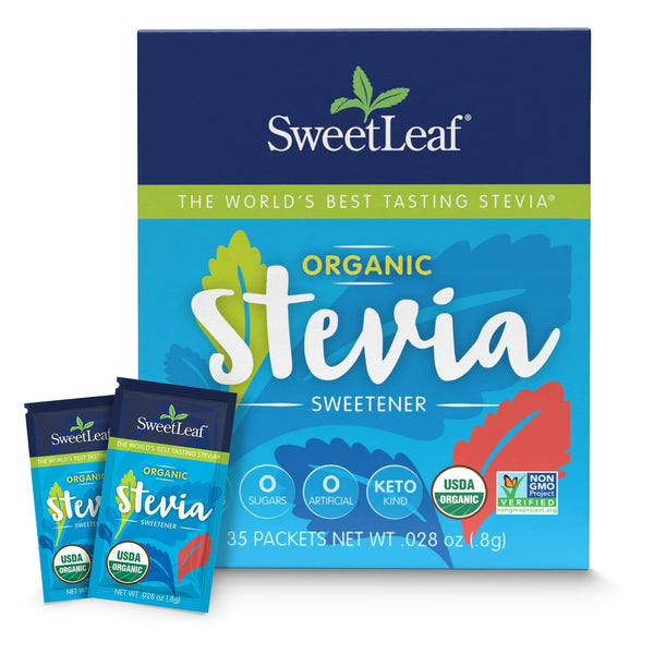 SweetLeaf Organic Stevia Powder Packets - Zero Calorie Sweetener with Stevia Leaf Extract, No Artificial Sweetener Additive, Sugar Free, Keto Friendly, Non GMO, Gluten Free - 35 Packets (Pack of 1)
