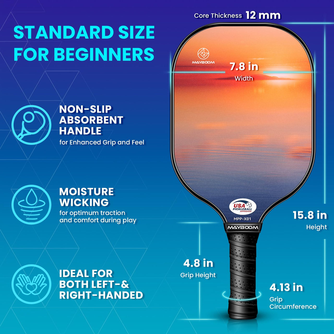 Pickleball Paddles Set of 2 or 4, USAPA Approved Pickleball Paddles Set with 4 Pickleball Balls and Pickleball Carry Bag, Fiberglass Pickle Ball Rackets 2 Pack Gifts for Beginners&Pros(Sunset 2)