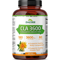 Thumbnail for Zazzee High Potency CLA 3600, 180 Softgels, 3600 mg per Serving, Conjugated Linoleic Acid from Safflower Oil, Concentrated and Standardized, 60 Day Supply, Non-GMO and Made in The USA