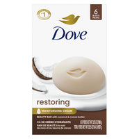 Thumbnail for Dove Beauty Bar Soap Restoring Coconut & Cocoa Butter 6 Count for Restored Skin, Nourishes Skin 3.75 oz