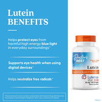 Thumbnail for Doctor's Best Lutein Supplement 20mg with Zeaxanthin - Lutein for Eyes, Eye Health Vitamins for Men & Women, Vision and Macular Health Support, Lutemax 2020 Marigold Flower Extract - 60 Softgels