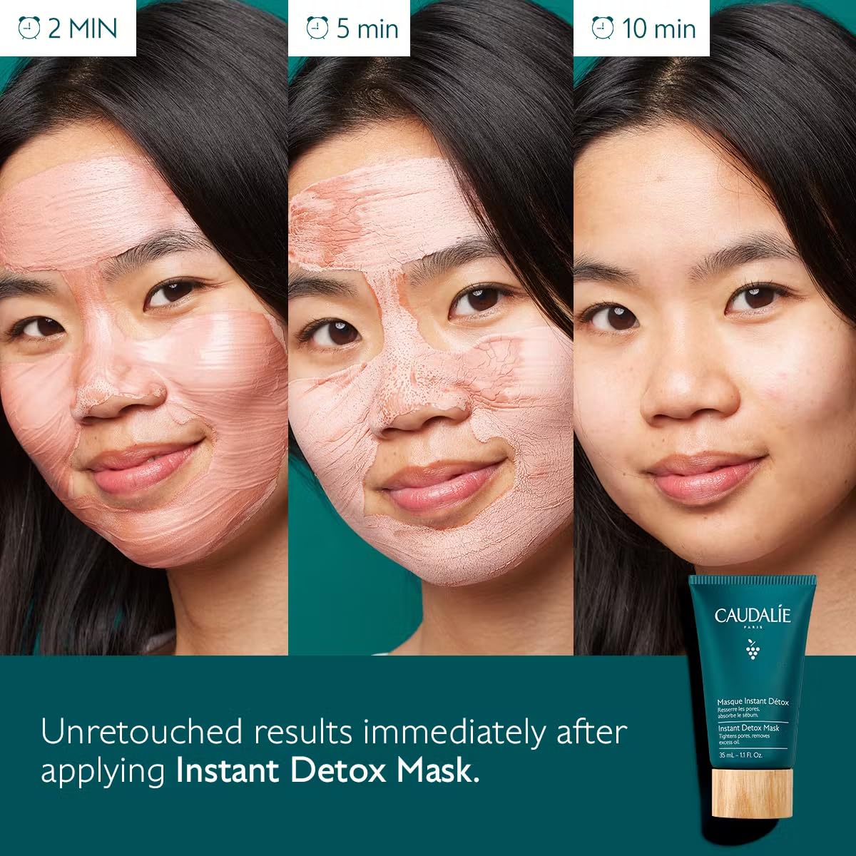 Caudalie Instant Detox Mask, Pore Minimizing Clay Mask, Visibly Eliminates Excess Sebum and Visibly Tightens Pores in as Little as 10 Minutes, 1.1 Fl Oz
