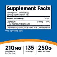 Thumbnail for Nutricost Magnesium Bisglycinate Powder (Unflavored, 250 Grams) - Non-GMO, Vegan Supplement