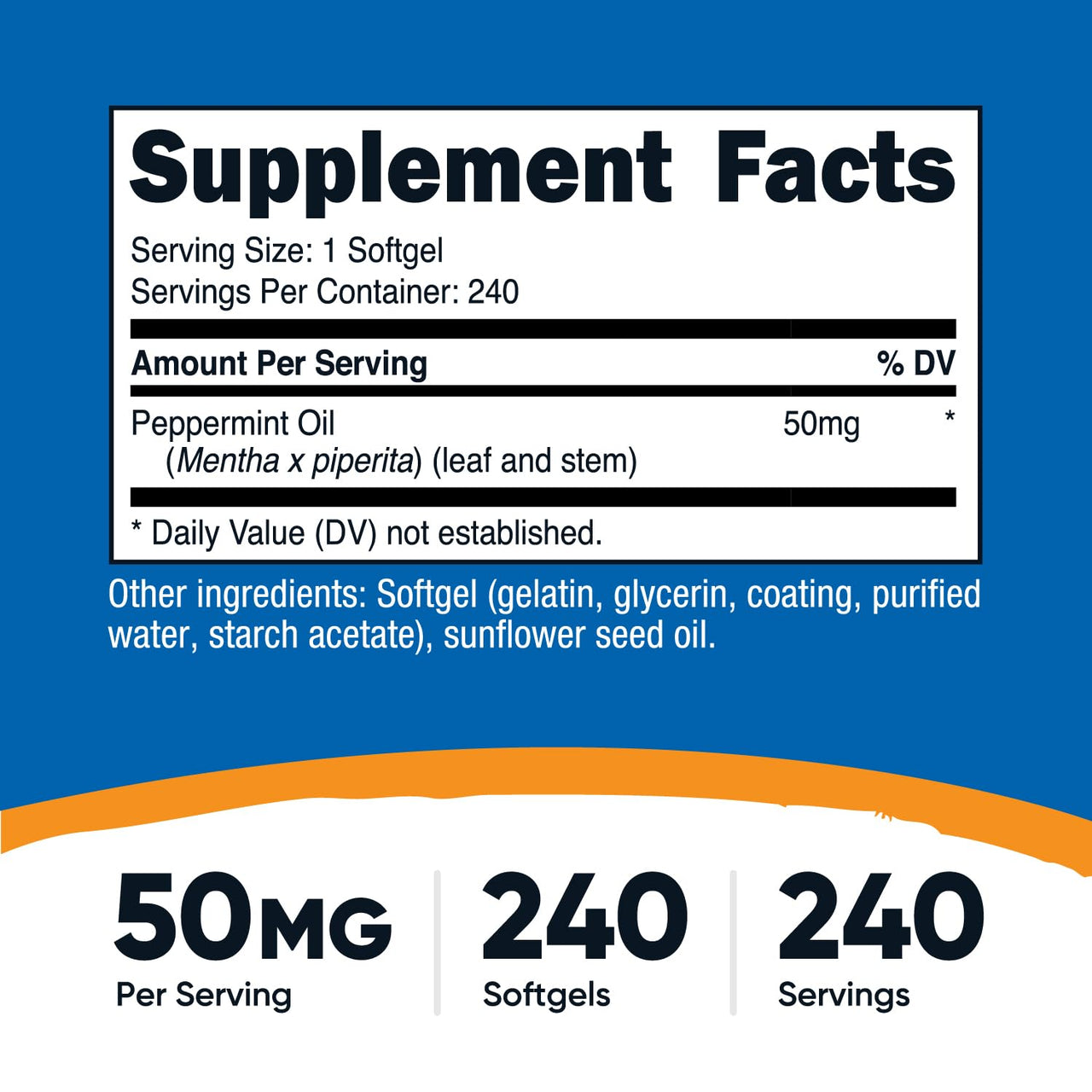 Nutricost Peppermint Oil Softgels (240 SFG) (50 MG) - Gluten Free, Third Party Tested and GMO Free