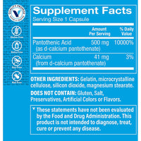Thumbnail for The Vitamin Shoppe Pantothenic Acid 500mg Vitamin B5 - Energy Production & Hair Skin Nails | Essential B Vitamin | 100 Capsules | Beauty