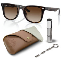 Thumbnail for Ray-Ban RB4420 Square Shaped Non-Polarized Sunglasses for Men & Women – Includes Official RAYBAN Eyewear Kit – Ideal Formal & Casual Wear Sunglasses – Brown Lens