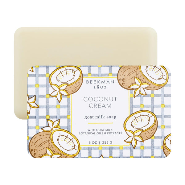 Beekman 1802 Coconut Cream Goat Milk Soap - Scented - 9 oz - Cleanses, Nourishes & Hydrates - Certified Microbiome Friendly - No Irritation - Good for Sensitive Skin