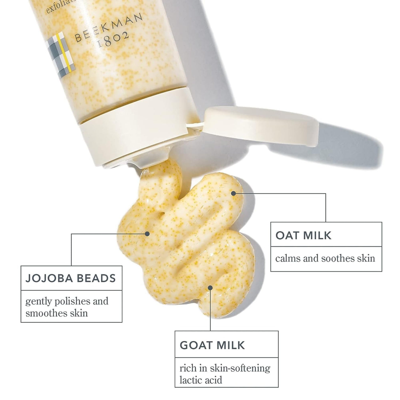Beekman 1802 Oat & Goat Milk Exfoliating Face Wash & Facial Scrub – Gentle Pore Minimizing Exfoliating Cleanser with Jojoba Beads, Daily Face Wash for Sensitive Skin – Travel Size