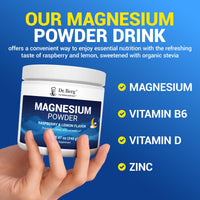 Thumbnail for Dr. Berg Magnesium Glycinate Powder for Sleep, Relaxation, & Stress Relief - Now Includes Vitamin D3 & Zinc - Delicious Raspberry & Lemon Flavor (50 Servings) Magnesium Powder - Magnesium Drink Powder